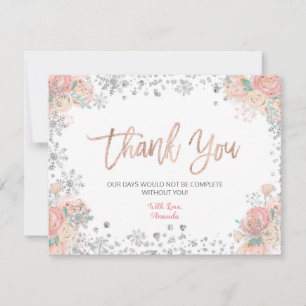 Floral Winter ONEderland Snow Thank you card