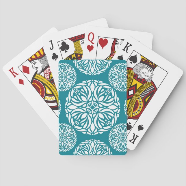 Floral winter snowflake playing cards (Back)