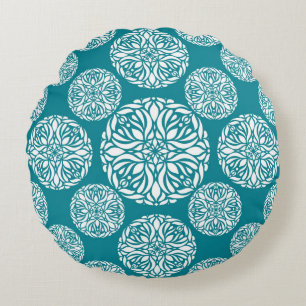 Floral winter snowflake round cushion