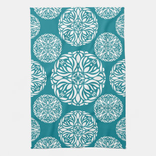 Floral winter snowflake tea towel