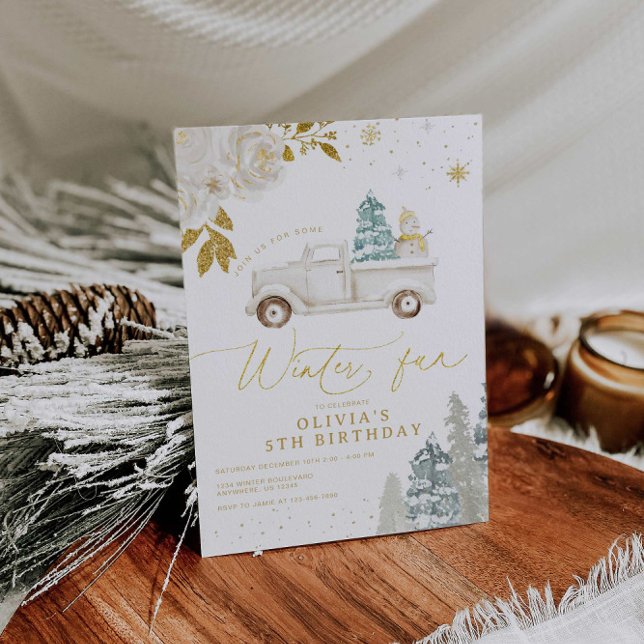 Floral Winter Snowman Birthday Party Invitation (Creator Uploaded)