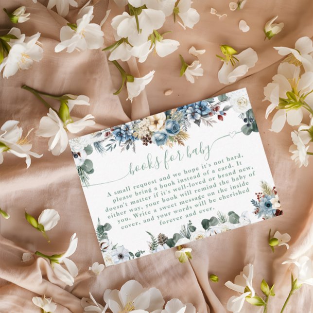 Floral Winter Teddy Bear Sage Green Books for Baby Enclosure Card (Creator Uploaded)