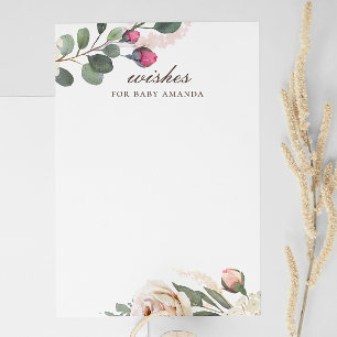 Floral Wishes for baby. Watercolor roses advice Enclosure Card