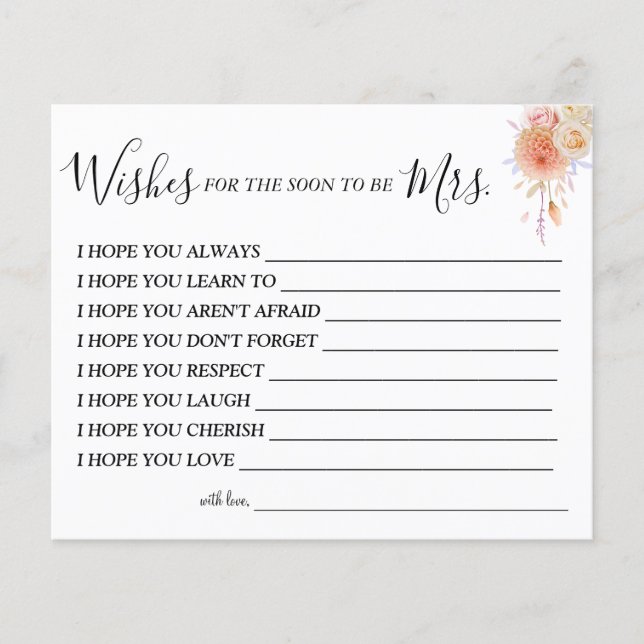 Floral Wishes for the Soon to be Mrs card (Front)