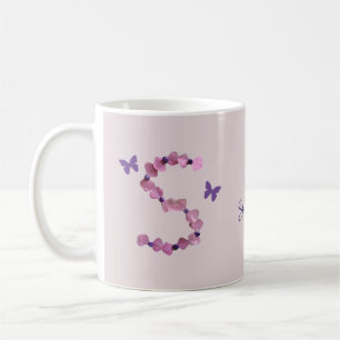 Floral with Butterflies Handmade Letter S Monogram Coffee Mug