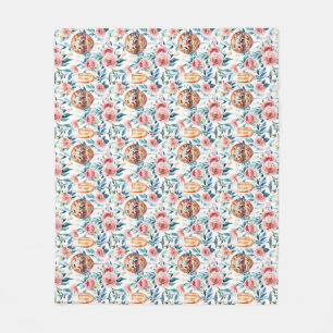 Floral With Champagne Glasses and Disco Ball Fleece Blanket