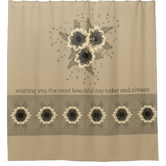 Floral With Cream And Beige  Shower Curtain