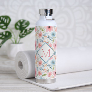 Floral with Monogram Water Bottle