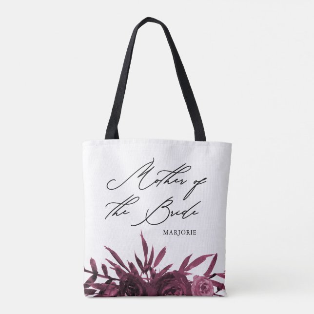 Floral with Mother of the Bride Script Tote Bag (Back)