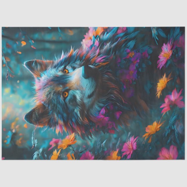 Floral Wolf 2 Tissue Paper (Front)