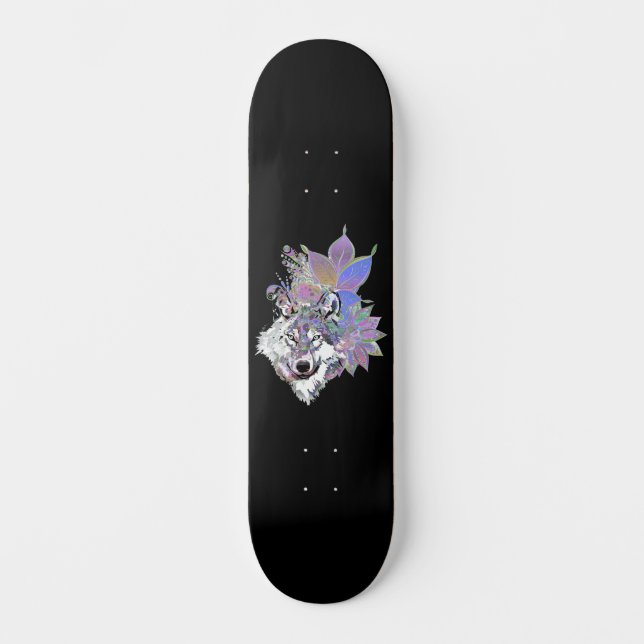 Floral Wolf I Skateboard (Front)