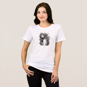Floral Woman Butterfly Portrait Boho Fantasy Gift Tri-Blend Shirt