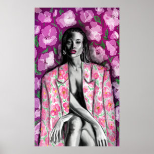 Floral Woman Fantasy Poster Print - Painting Art
