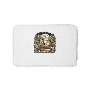 Floral Women Cottagecore Rabbit Aesthetic Bath Mat