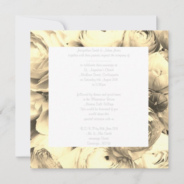 FLORAL Wonder WEDDING INVITATION sepia (Front)