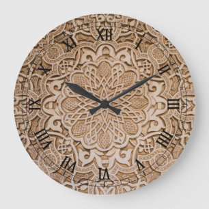 floral wood carving large clock