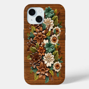 Floral Wood iPhone 15 Case