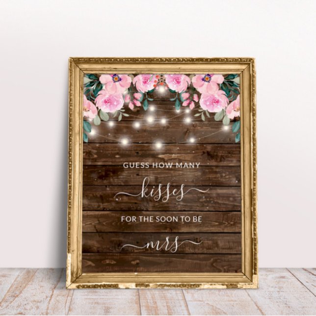 Floral Wood Rustic Lights How Many Kisses Game Poster (Creator Uploaded)