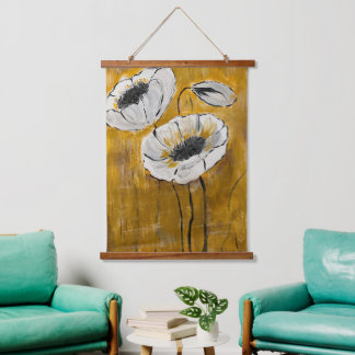 Floral Wood-Topped Wall Tapestry