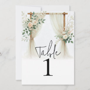 Floral Wooden Arch Greenery Roses Table Number