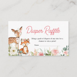 Floral Woodland Animals Baby Shower Diaper Raffle Enclosure Card