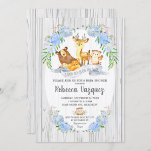 Floral Woodland Animals Baby Shower Invitation Boy