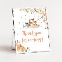 Floral Woodland Animals Thank you for Coming Sign