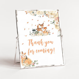 Floral Woodland Animals Thank you for Coming Sign