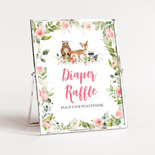 Floral Woodland Baby Shower Diaper Raffle Sign