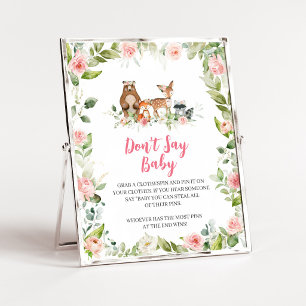 Floral Woodland Baby Shower Don't Say Baby Sign