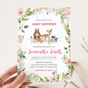 Floral Woodland Baby Shower Invitation