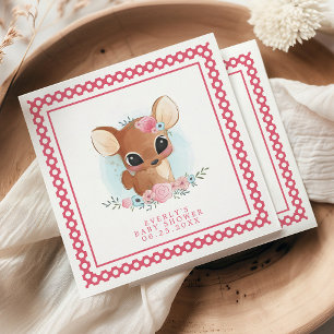 Floral Woodland Deer Baby Shower  Napkin