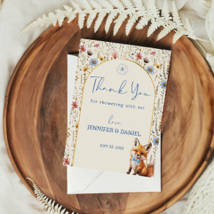 Floral Woodland Fox Baby Shower Thank You Card
