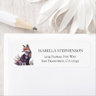Floral Woodland Fox Elegant Chic Return Address Label