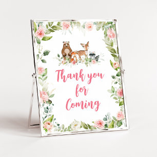 Floral Woodland Shower Thank you for Coming Sign