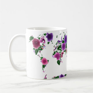 Floral World Map Coffee Mug