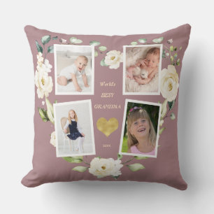 Floral World's Best Grandma Photo Mother's Day Cushion