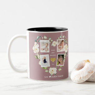 Floral World's Best Grandma Photo Mother's Day Two-Tone Coffee Mug