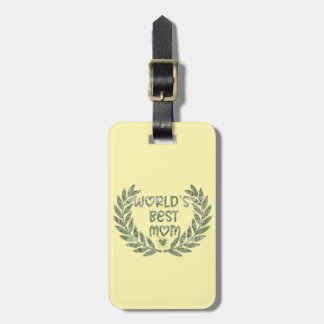 Floral World's Best Mom Text Design Luggage Tag