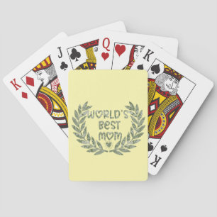 Floral World's Best Mom Text Design Playing Cards