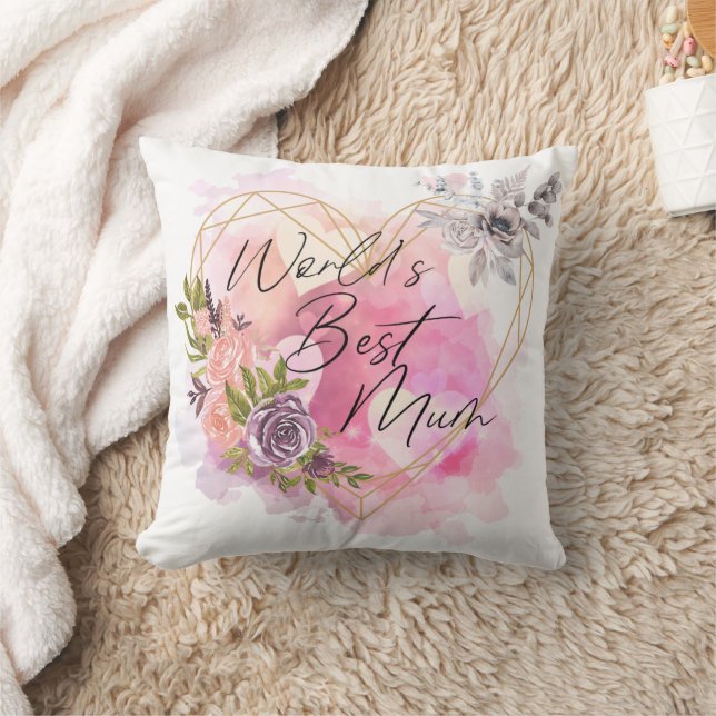 Floral World's Best Mum Mother's Day Birthday Gift Cushion (Blanket)