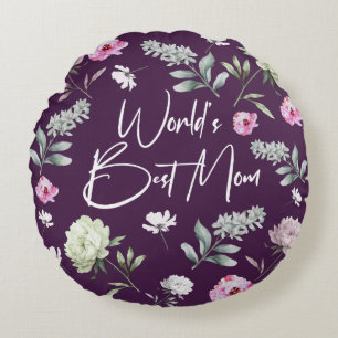 Floral World's Best Mum Round Cushion