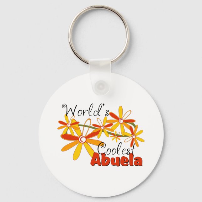 Floral World's Coolest Abuela Key Ring (Front)