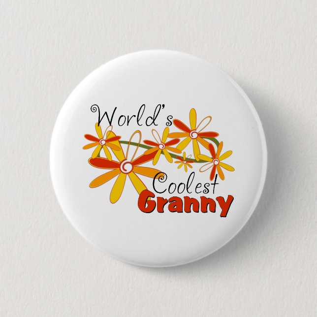 Floral World's Coolest Granny 6 Cm Round Badge (Front)