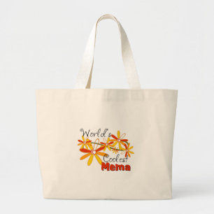 Floral World's Coolest Mema Large Tote Bag