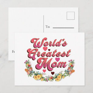 Floral World's Greatest Mum Postcard