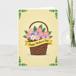 Floral Woven Basket Mothers Card