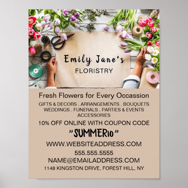 Floral Wrapping, Floristry Advertising Poster (Front)