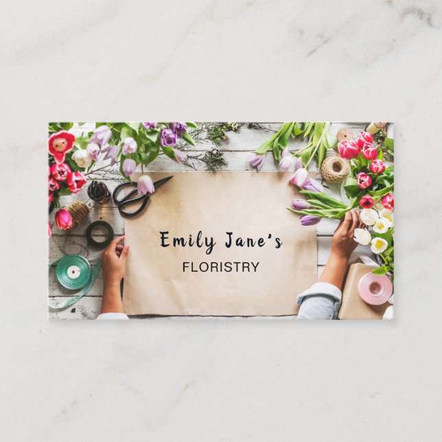 Floral Wrapping, Floristry Business Card (Front)