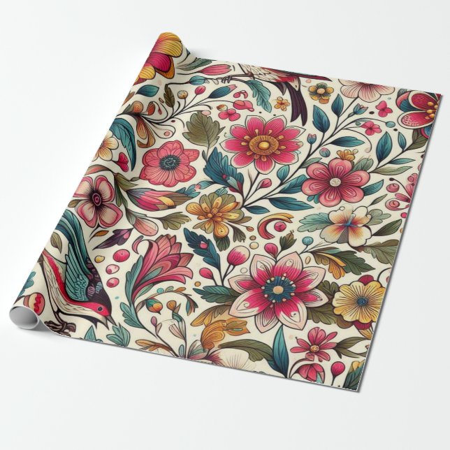 floral wrapping paper (Unrolled)